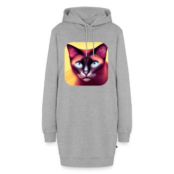 Siamkatze - Hoodie-Kleid - Grau meliert - Vorne