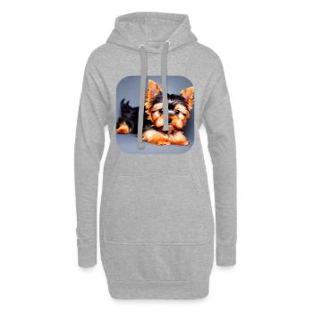 Yorkshire Terrier Welpe - Hoodie-Kleid - Grau meliert - Vorne