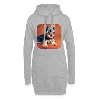 Yorkshire Terrier Welpe - Hoodie-Kleid - Grau meliert - Vorne