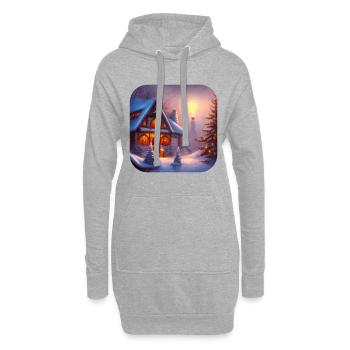 Motif de Noël - Sweat-shirt à capuche long Femme - gris chiné - Devant