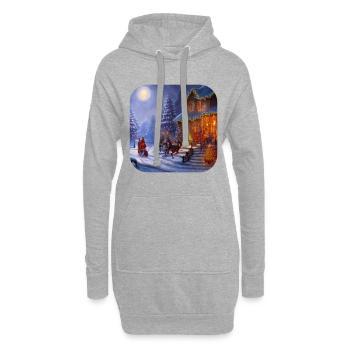 Motif de Noël - Sweat-shirt à capuche long Femme - gris chiné - Devant