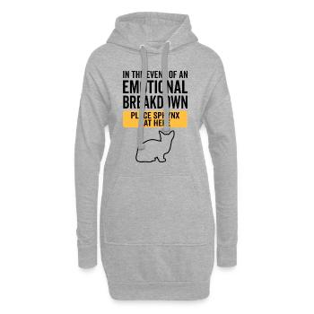 Emotional - Sphynx Katze - Hoodie-Kleid - Grau meliert - Vorne
