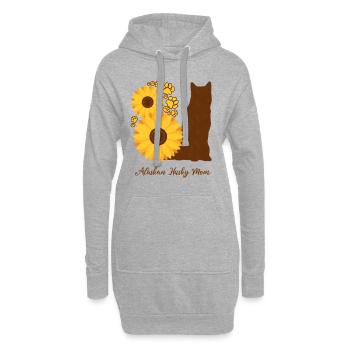 Sonnenblumenmutter - Alaskan Husky - Hoodie-Kleid - Grau meliert - Vorne