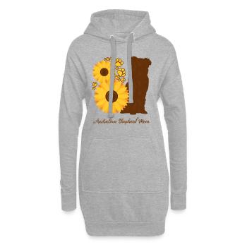 Sonnenblumenmutter - Australischer Schäferhund - Hoodie-Kleid - Grau meliert - Vorne
