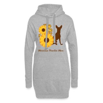 Sonnenblumen-Mutter - Zwergpinscher - Hoodie-Kleid - Grau meliert - Vorne