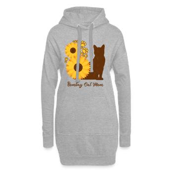 Sonnenblumen-Mutter - Bombay-Katze - Hoodie-Kleid - Grau meliert - Vorne