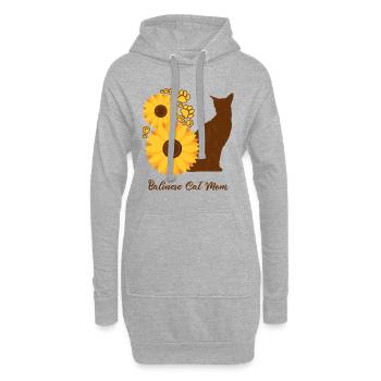 Mère Tournesol - Chat balinais - Sweat-shirt à capuche long Femme - gris chiné - Devant