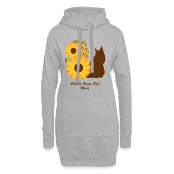 Sonnenblumen-Mutter - Maine-Coon-Katze - Hoodie-Kleid - Grau meliert - Vorne