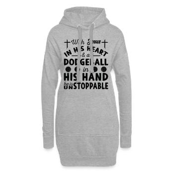 Jésus dans le cœur - Joueur de ballon chasseur - Sweat-shirt à capuche long Femme - gris chiné - Devant