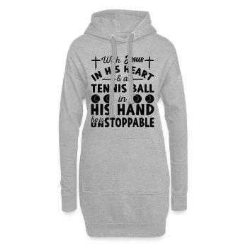 Jésus dans le cœur - Joueur de tennis - Sweat-shirt à capuche long Femme - gris chiné - Devant