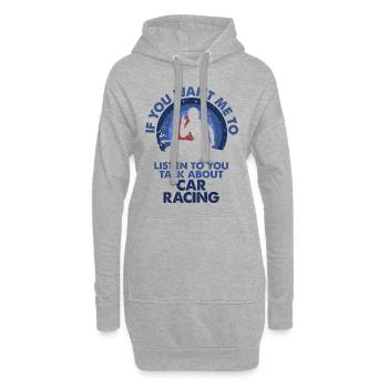 Je veux écouter parler courses automobiles - Sweat-shirt à capuche long Femme - gris chiné - Devant