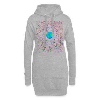 Planet Erde mit Farbpunkten - Hoodie-Kleid - Grau meliert - Vorne