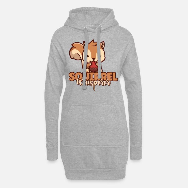 Süßer Eichhörnchenflüsterer isst Eichel lustig - Hoodie-Kleid - Grau meliert