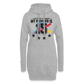 Alter Ist Nur Eine Zahl – 15. Geburtstag - Hoodie-Kleid - Grau meliert - Vorne