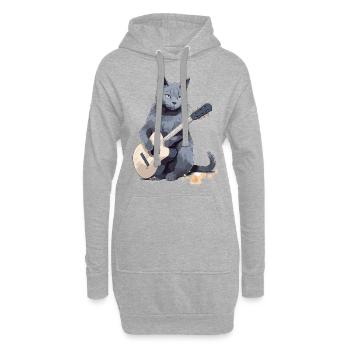 Musiker Russisch Blau Katze Gitarrist Katzen - Hoodie-Kleid - Grau meliert - Vorne