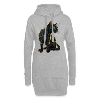 Schwarze Katze Bombay Cat Outfit für - Hoodie-Kleid - Grau meliert - Vorne