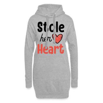 Volé ton coeur ses frites - Couple - Sweat-shirt à capuche long Femme - gris chiné - Devant