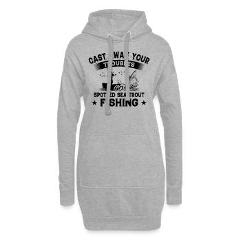 Repoussé - Poisson Truite de mer tachetée - Sweat-shirt à capuche long Femme - gris chiné - Devant
