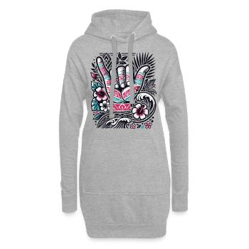 Shaka Vibes - Hawaiianisches Aloha Spirit Design - Hoodie-Kleid - Grau meliert - Vorne
