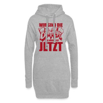 Wir sind die Brandmauer. Nie wieder ist jetzt - Hoodie-Kleid - Grau meliert - Vorne