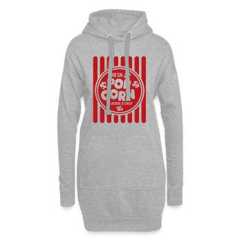 Frisches Popcorn - knusprig & lecker - Geschenk - Hoodie-Kleid - Grau meliert - Vorne
