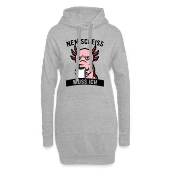 Frecher Axolotl - Nen Scheiß muss ich - Kaffee - Hoodie-Kleid - Grau meliert - Vorne