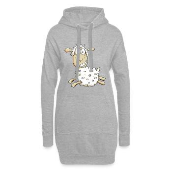 Mouton vilain dessin animé - Sweat-shirt à capuche long Femme - gris chiné - Devant