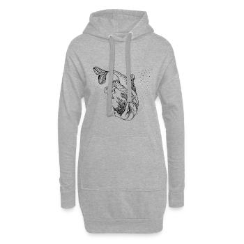 illustration de sirène belle femme sirène poisson - Sweat-shirt à capuche long Femme - gris chiné - Devant