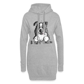 Süßer Border Collie - Hund - Hoodie-Kleid - Grau meliert - Vorne
