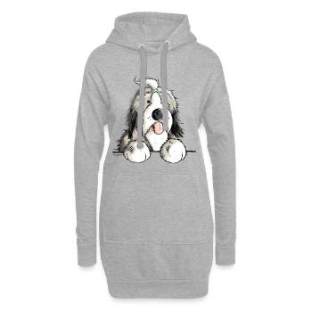 Happy Bearded Collie - Sweat-shirt à capuche long Femme - gris chiné - Devant