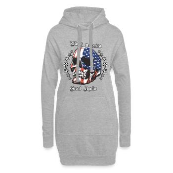 Macht Amerika wieder großartig - Sweat-shirt à capuche long Femme - gris chiné - Devant
