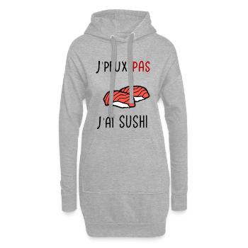 J'peux pas j'ai Sushi - Sweat-shirt à capuche long Femme - gris chiné - Devant
