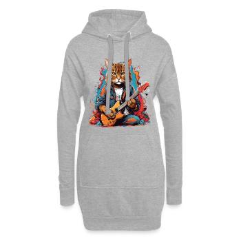 Chat avec guitare - Sweat-shirt à capuche long Femme - gris chiné - Devant