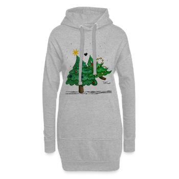 De jolis sapins de Noël - Sweat-shirt à capuche long Femme - gris chiné - Devant