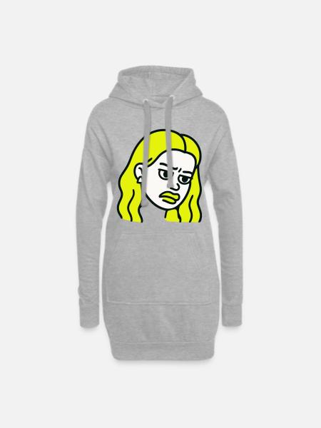 Sad Woman Pop-Art - Hoodie-Kleid - Grau meliert
