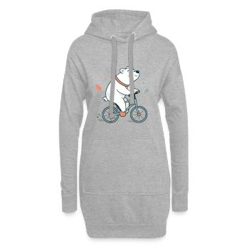 Ours cycliste pastel - Sweat-shirt à capuche long Femme - gris chiné - Devant