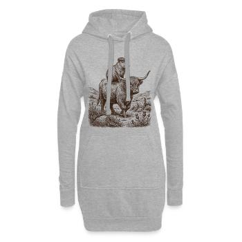 Lustiges Capybara reitet auf Highland-Kuh - Hoodie-Kleid - Grau meliert - Vorne