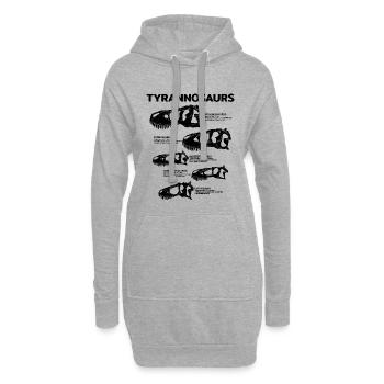 Fiche d’information sur Tyrannosaurus Tarbosaurus Albertosaurus - Sweat-shirt à capuche long Femme - gris chiné - Devant