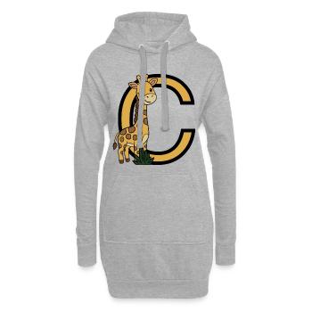 Giraffen mit Buchstabe C - Hoodie-Kleid - Grau meliert - Vorne