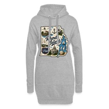 Rhode Island Ocean State Vintage-Aufkleber - Hoodie-Kleid - Grau meliert - Vorne