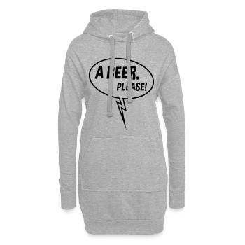 Ein Bier, bitte! (Sprechblase, Trinken, Down B) - Hoodie-Kleid - Grau meliert - Vorne