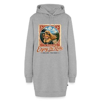 Enjoy the Ride – Vintage Hunde Roadtrip Design - Hoodie-Kleid - Grau meliert - Vorne - AI Model Female 172 light (172cm)
