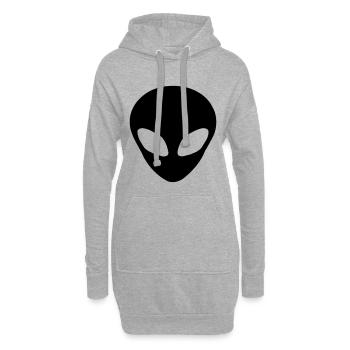 Alien Kopf - Hoodie-Kleid - Grau meliert - Vorne