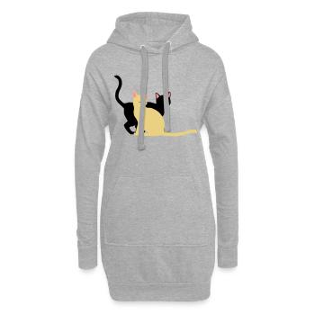 2 Katzen - Hoodie-Kleid - Grau meliert - Vorne