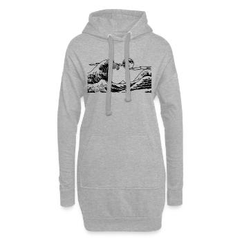 Kanagawa Wellen Ästhetische japanische Kunst Große Welle - Hoodie-Kleid - Grau meliert - Vorne