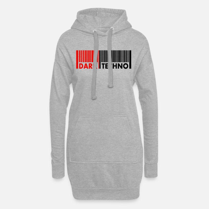 Techno - Techno music - Rave - Dark Techno - Hoodie-Kleid - Grau meliert