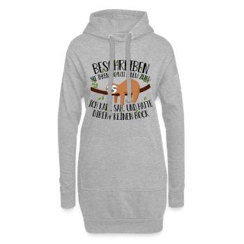 Lustiger Faultier Spruch Couch Sofa kein Bock Funn - Hoodie-Kleid - Grau meliert - Vorne