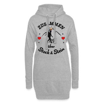 Frauchen Hund Wandern Gassi - Hoodie-Kleid - Grau meliert - Vorne