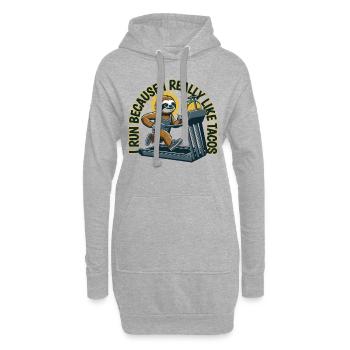 Je cours parce que j’aime vraiment les tacos paresseux - Sweat-shirt à capuche long Femme - gris chiné - Devant