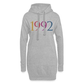 Année 1992, 30 ans, cadeau de 30e anniversaire - Sweat-shirt à capuche long Femme - gris chiné - Devant